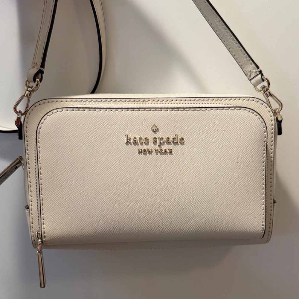 kate spade Cream Crossbody Bag with Gold Logo